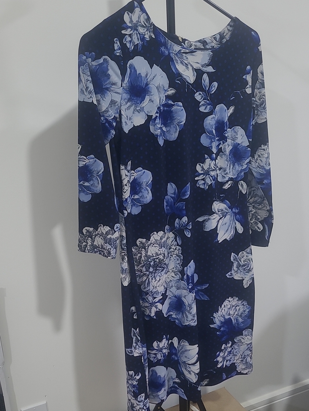 Tommy Hilfiger Navy Blue Floral Long-Sleeve Dress Medium